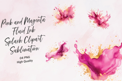 Pink and Magenta Fluid Ink Splash Clipart Sublimation Product Image 1