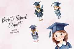 Little Graduate Boy in Cap Back to School Clipart PNG Product Image 1