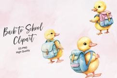 Yellow Duckling with Backpack School Clipart PNG Product Image 1