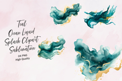 Teal Ocean Liquid Splash Clipart Sublimation Product Image 1