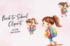 School Girl with Red Ponytail Looking Back Clipart Product Image 1