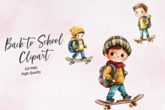 Kid Carrying Backpack Walking to School Clipart Product Image 1