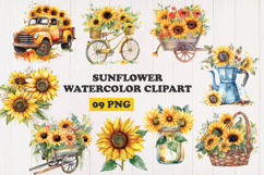 Sunflower watercolor clipart sublimation png Product Image 1