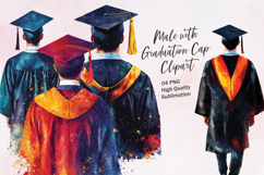Male with graduation cap watercolor clipart Product Image 1