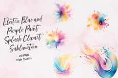 Electric Blue and Purple Paint Splash Clipart Sublimation Product Image 1
