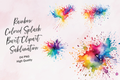 Rainbow Colored Splash Burst Clipart Sublimation Product Image 1