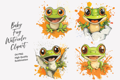 Cute Frog Watercolor Clipart PNG Product Image 1