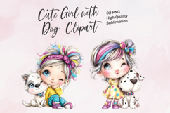 Cute Girl With Cat Clipart Sublimation PNG Product Image 1