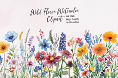 Wildflower Clusters - watercolor flowers borders PNG Product Image 1