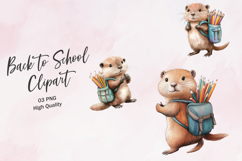 Rabbit with Pencil Holder School Supply Animal Clipart Product Image 1