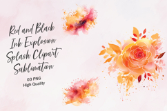Red and Black Ink Explosion Splash Clipart Sublimation Product Image 1