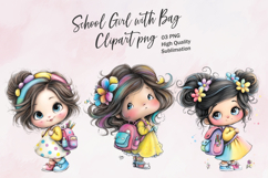 School Girl with Bag Clipart png Product Image 1