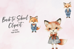 Fox Student with Backpack Clipart PNG Product Image 1