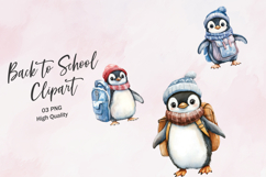 Penguin Student with Scarf Back to School Clipart Product Image 1