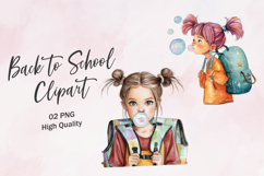 Girl with Curly Hair and Pink Bag Clipart Product Image 1