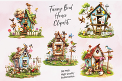 Funny bird tree house clipart sublimation Product Image 1