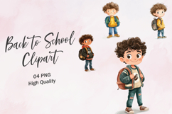 Boy Waving Hello with Backpack Clipart Product Image 1