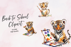 Cute Tiger with School Flag Back to School Clipart Product Image 1