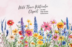 Wildflower Clusters - watercolor flowers borders PNG Product Image 1