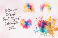 Yellow and Red Color Burst Clipart Sublimation Product Image 1