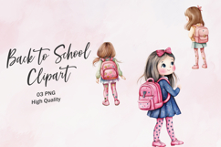Backpack with Supplies Girl Character Clipart Product Image 1