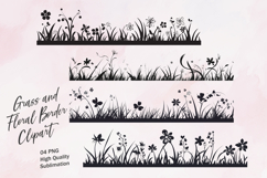 Grass and flower border clipart png Product Image 1