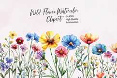 Wildflower Clusters - watercolor flowers borders PNG Product Image 1