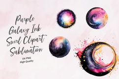 Purple Galaxy Ink Swirl Clipart Sublimation Product Image 1