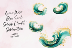Ocean Wave Blue Swirl Splash Clipart Sublimation Product Image 1