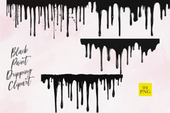 Black paint dripping clipart Product Image 1