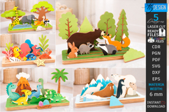 Modular Wooden Animal Scene SVG Montessori Laser Cut Toy SVG Product Image 1