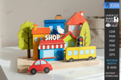 Modular Wooden City and Nature Blocks Laser Cut | Kids Laser Product Image 1