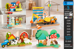 Modular Wooden Animal Scene SVG Montessori Laser Cut Toy SVG Product Image 1