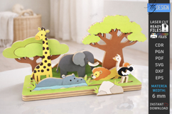 Modular Wooden Animal Scene SVG Montessori Laser Cut Toy SVG Product Image 1