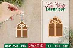 Christmas Keychain Laser Cut | Christmas Design Template Product Image 1