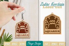 Aquarius Keychain Lasercut | Keycahin Design | Zodiac Sign Product Image 1
