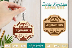 Aquarius Keychain Lasercut | Keycahin Design | Zodiac Sign Product Image 1
