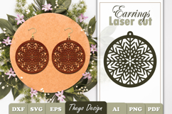 Snowflake Earrings Laser Cut | Mandala Earrings Design Svg Product Image 1