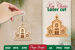 Christmas Keychain Laser Cut | Christmas Design Template Product Image 1