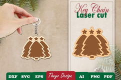 Christmas Keychain Laser Cut | Christmas Design Template Product Image 1