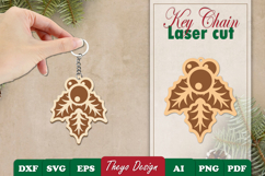 Christmas Keychain Laser Cut | Christmas Design Template Product Image 1