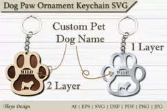 Dog Paw Ornament SVG |Keychain Dog Paw Laser Cut Pug Product Image 2