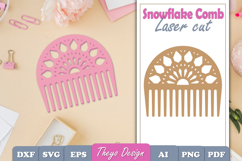Laser Cut Wooden Hair Comb | Snowflake Comb Laser Cut SVG Product Image 1