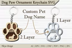 Dog Paw Ornament SVG |Keychain Dog Paw Laser Cut Corgi Product Image 2