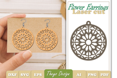 20 Design Flower Earrings Laser Cut | Flower Earrings Product Image 21