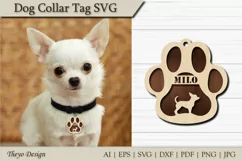 Dog Paw Ornament SVG |Keychain Dog Paw Laser Cut Chihuahua Product Image 3