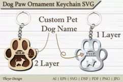 Dog Paw Ornament SVG |Keychain Dog Paw Laser Cut Chihuahua Product Image 2