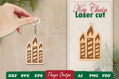 Christmas Keychain Laser Cut | Christmas Design Template Product Image 1