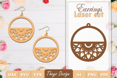 Earrings Laser Cut | Mandala Earrings Design Svg Product Image 1