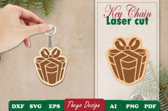 Christmas Keychain Laser Cut | Christmas Design Template Product Image 1